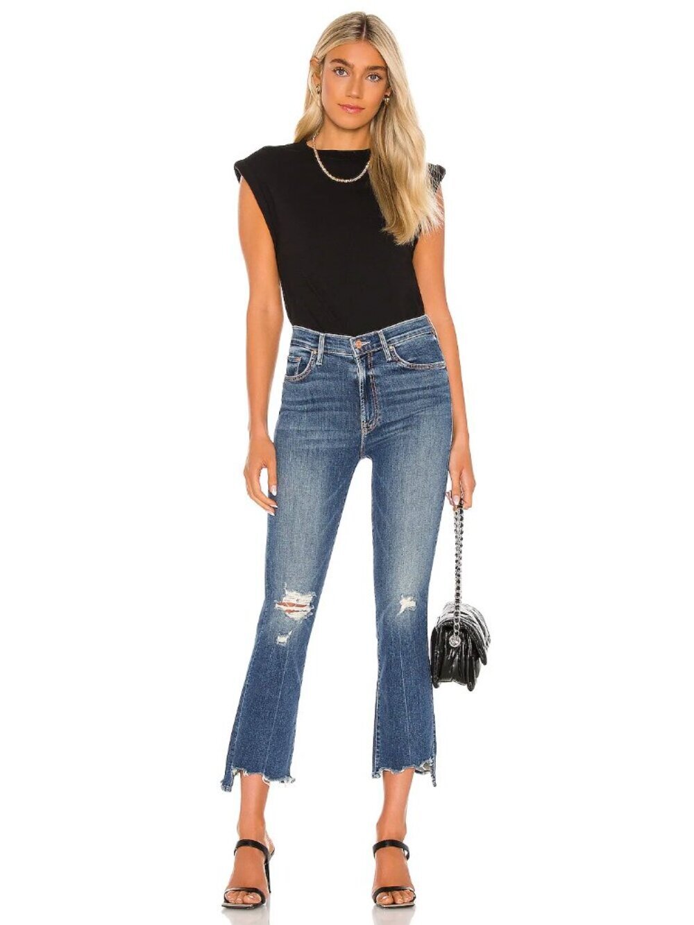 MOTHER The Insider Crop Step Chew Dancing On Coals Bootcut Jeans, Size 27